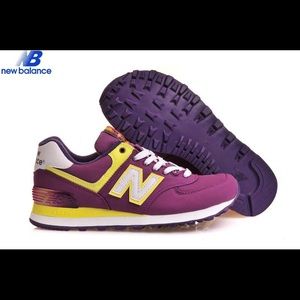 NEW BALANCE WL574APP ALPINE PURPLE W/ NEON YELLOW